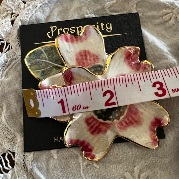 New Vintage Prosperity Ceramic Brooch & Clip On Earring Set Handcrafted USA 🌺 - Picture 7 of 8